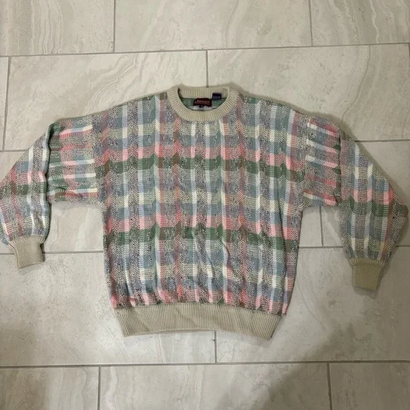 Bachrach Pastel Plaid Crewneck Sweater - Picture 3 of 3